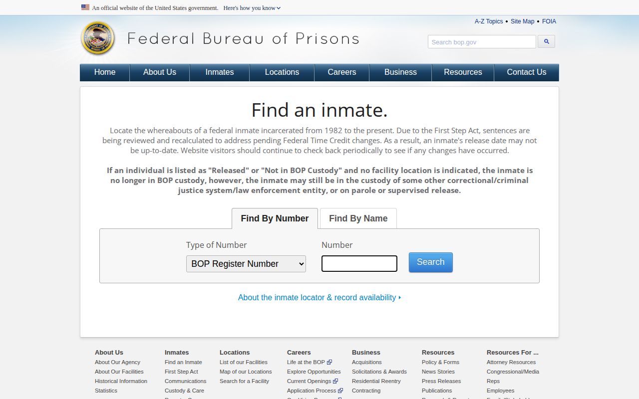 Holmes County federal released inmate locator