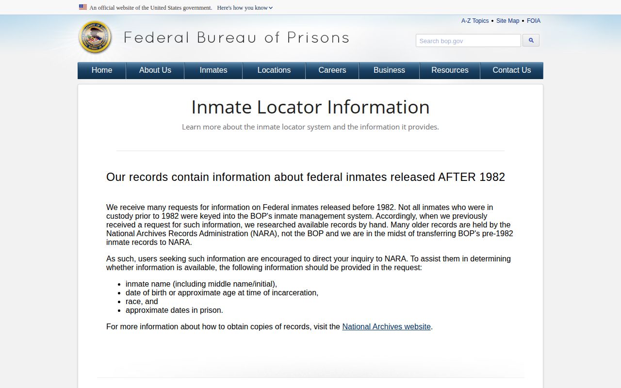 Holmes County federal release record definitions