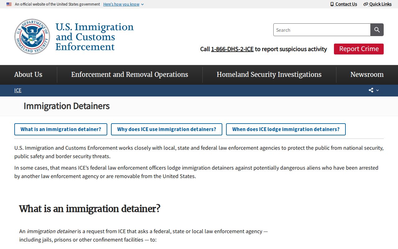 Holmes County Jail release to ICE detainer process